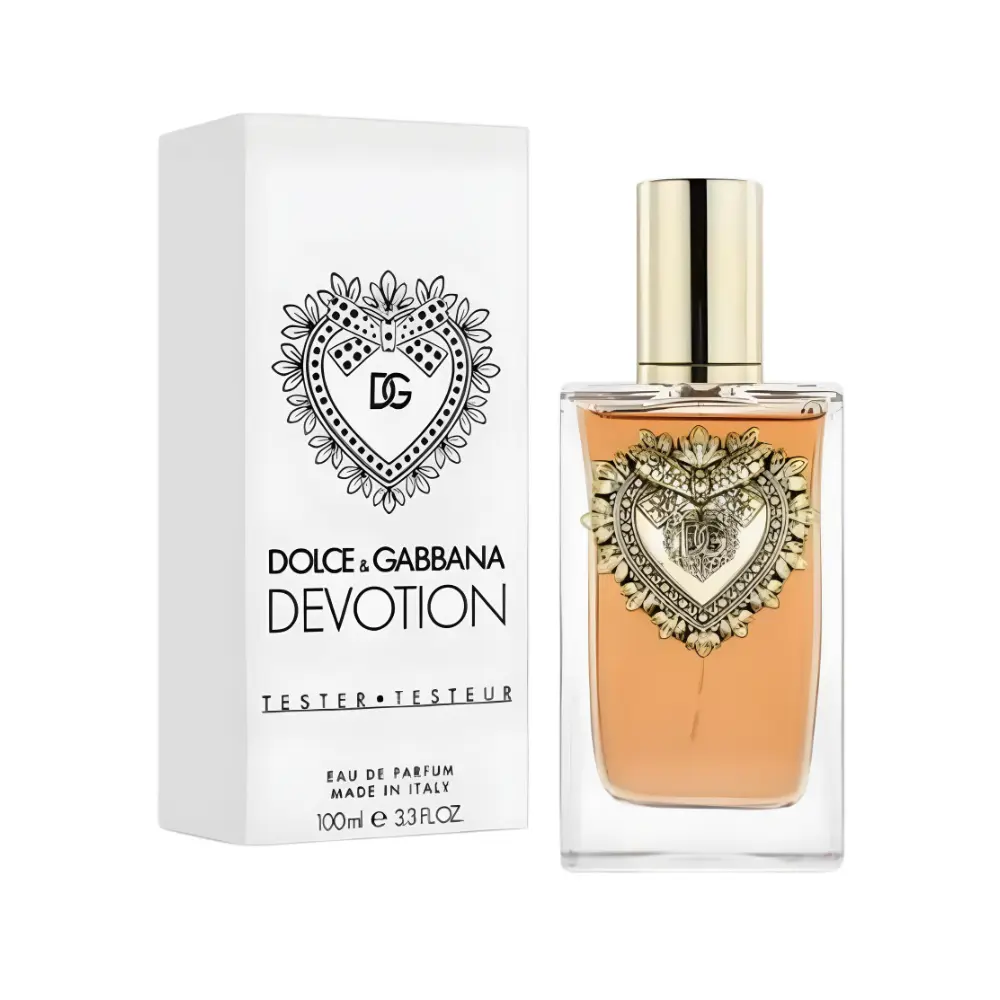 Dolce & Gabbana Devotion Eau de Parfum for Women (Tester) - 3.3 oz Aromatic Chic Gourmand, Citrus Gourmand Vanilla, Citrus Scented Long Lasting Fragrance with Candied Lemon, Panacotta, Vanilla