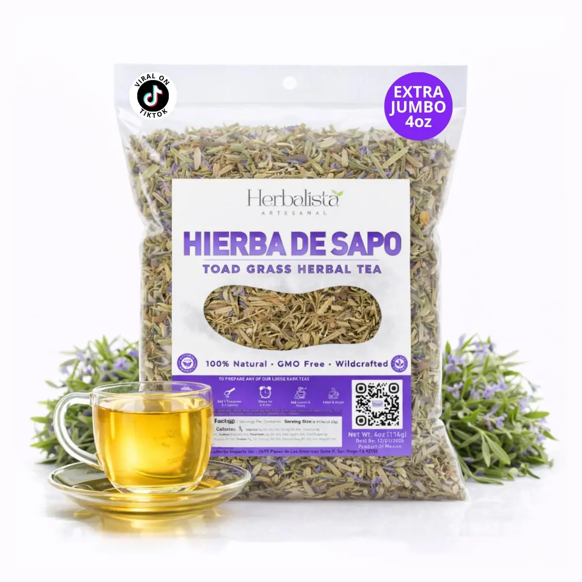 Herbalista - Hierba de Sapor Herbal Tea (Toad Grass Herb) – Premium Loose Leaf Botanical Infusion – 4 oz (113 g) Traditional Mexican Herb – 100% Natural, Vegan, Non-GMO, Caffeine-Free