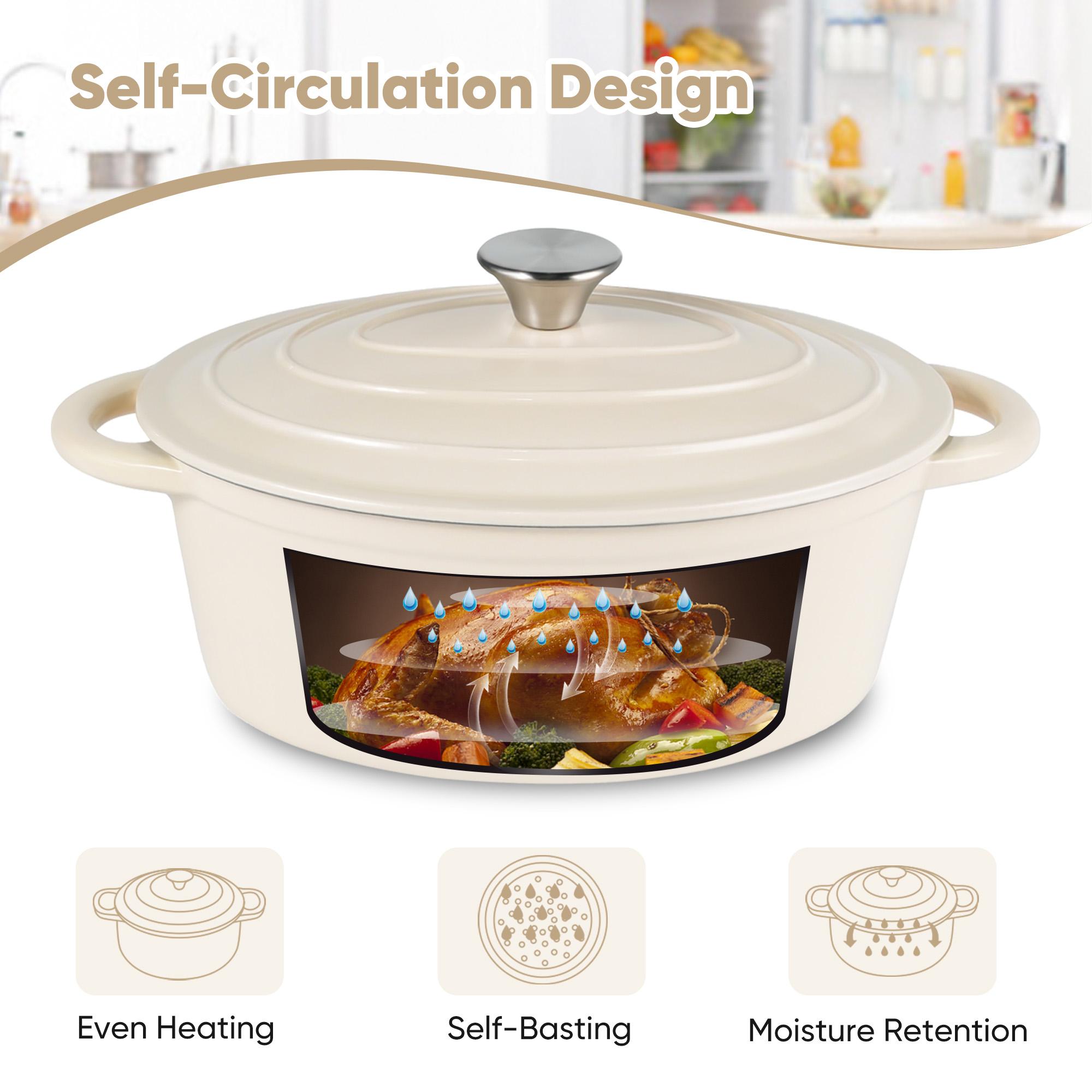 4.5 QT Enameled Oval Dutch Oven Pot with Lid and Dual Handles, Cast Iron Dutch Oven for Cooking, Bread Baking, Non-stick Enamel Coated Cookware