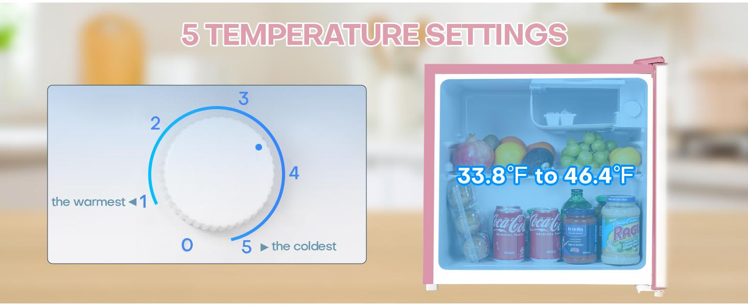 Upstreman mini fridges 1.7 Cu.ft with Freezer Pink FR17 Adjustable Thermostat Energy Saving Low Noise Single Door Compact Refrigerator for Dorm Office Can Bedroom