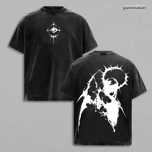 Gothic Angel Oversized T-Shirt: Washed Heavy Cotton, Darkcore Streetwear