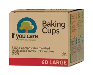 If You Care Large Baking Cups FSC Certified 2 1/2 in Unbleached Greaseproof Paper 60 Count Eco Friendly Compostable & Vegan Friendly