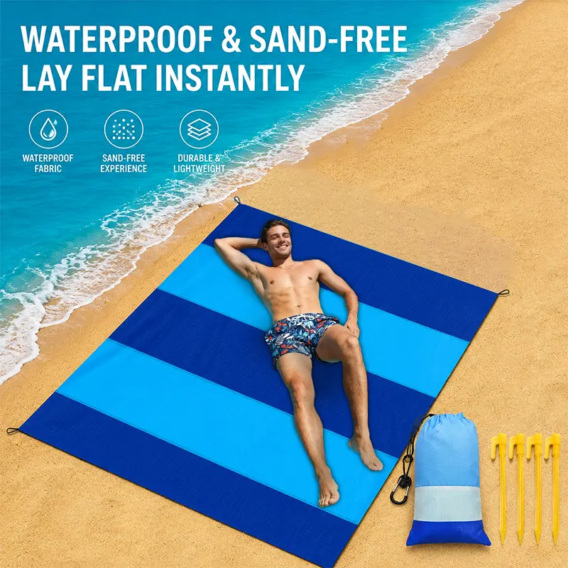Oversize Sandproof Waterproof Beach Blanket, Quick-Drying Portable Outdoor Picnic Blanket for Beach Stuff, Group Fit Vacation Cruise Camping, Portable Outdoor Picnic Blankets