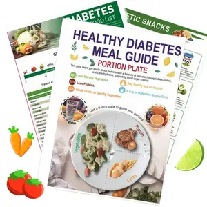 Healthy Blood Sugar Dietary Guide Set - Food List, MealPlanning Chart, Low GI Calories, Carbs & Vitamin Handbookfor Type 1& 2 Support，Party favors