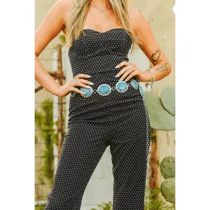 Turquoise Stone Slab Round Concho Chain Belt