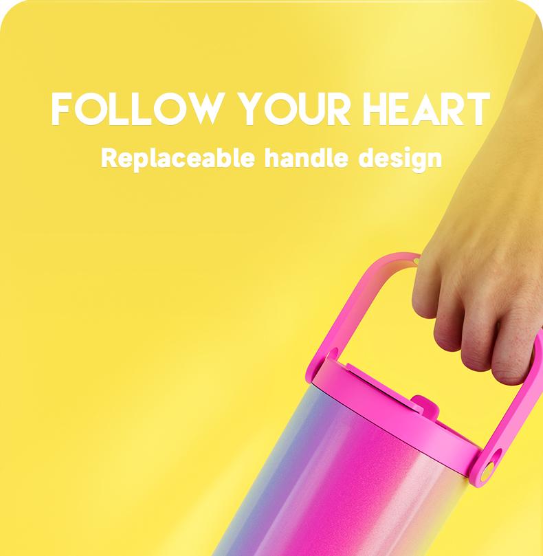 【Live Exclusive Deal】MEOKY 32/40/50oz 100%Leak-proof Stainless Steel Handle Thermos Cup, Suitable for Carrying out,  two Handles, Drop-resistant