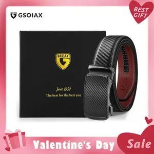 GSOIAX Mens Belt Leather Ratchet Easy Release Belt For Men Designer Belt Dress and Casual with Adjustable Buckle for Men's Wear Gift Holidays Gift Ideas Valentine's Day Gift