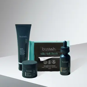 Buttah Glow Essentials Kit: Silky Soft Towels + Daily Customizable 3-Step Skincare Set