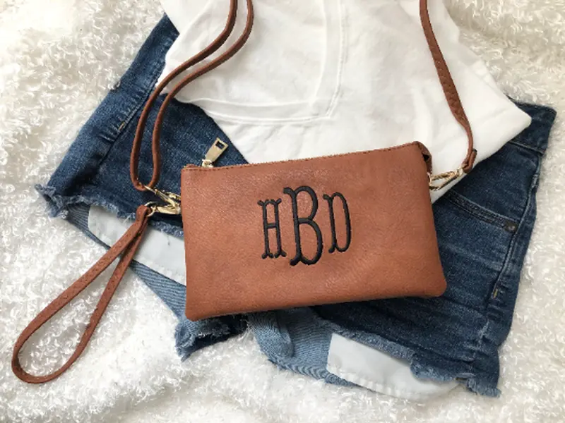 Monogrammed Crossbody Bag, Three Compartment Personalized Crossbody, Vegan Leather Crossbody, Small Handbag, Ricky
