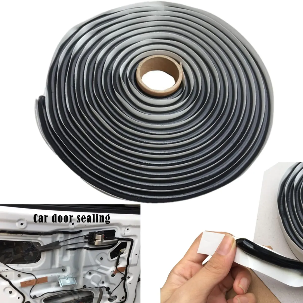 13 Ft Butyl Sealant Tape, Waterproof Butyl Rubber Sealant, Diameter 1/4" Rubber Sealant for Installing Car Doors, Windows, Car Audio Butyl Sealant Tape, Black