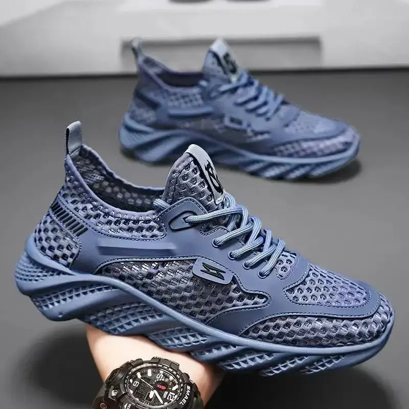 Summer men's new mesh breathable casual shoes hollow comfortable men's shoes mesh shoes non-slip soft-soled sports driving shoes.Gift