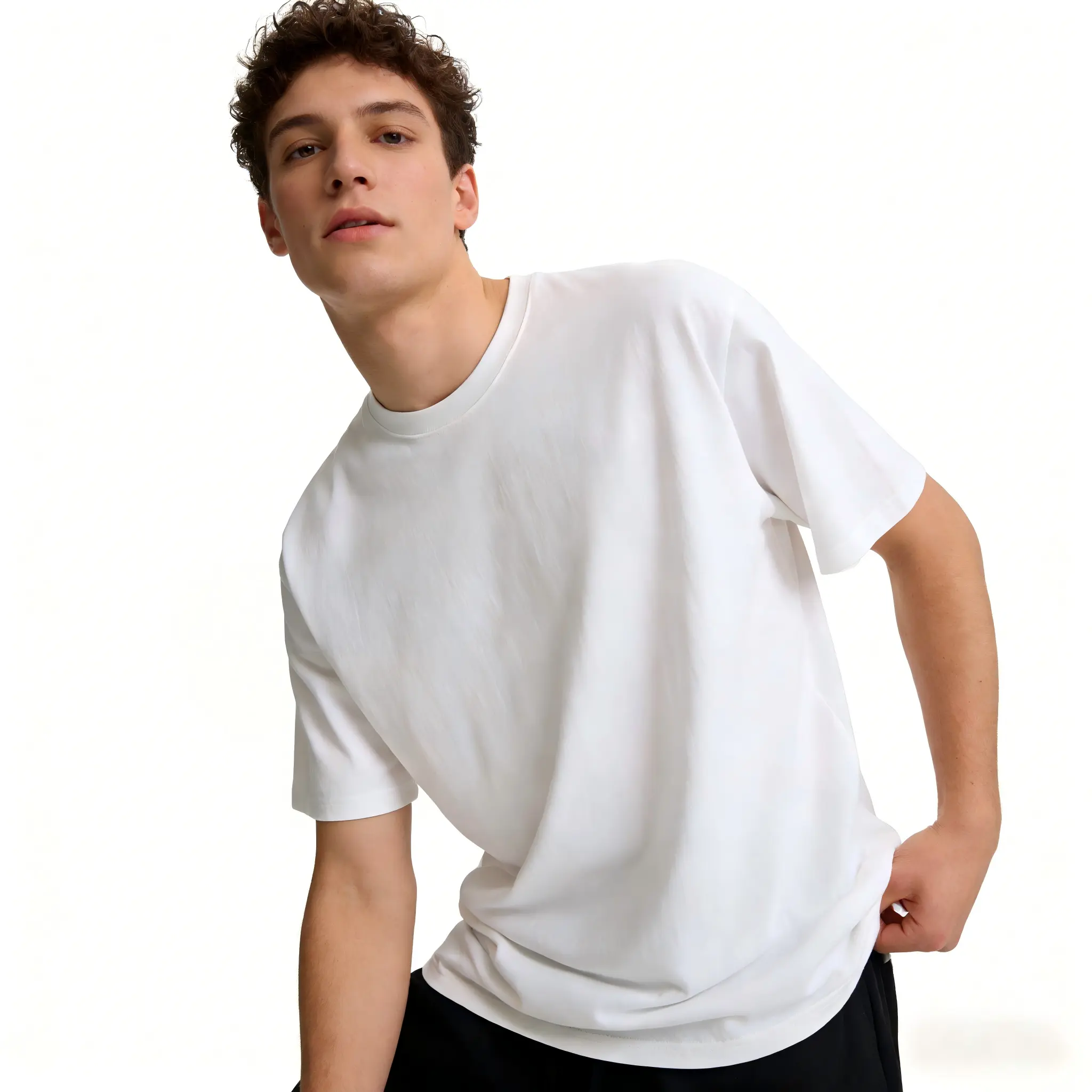 Men's Retro Oversized Heavyweight Pure Cotton Short-Sleeve Round Neck Streetwear Top, Heat-Transfer Aesthetic Loose-Fit Multi-Size Tops