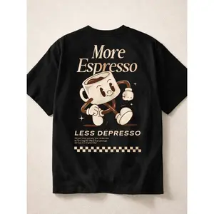 Vintage More Espresso Coffee Club Graphic T-Shirt, Short Sleeve Crew Neck Casual Tee for Women & Unisex