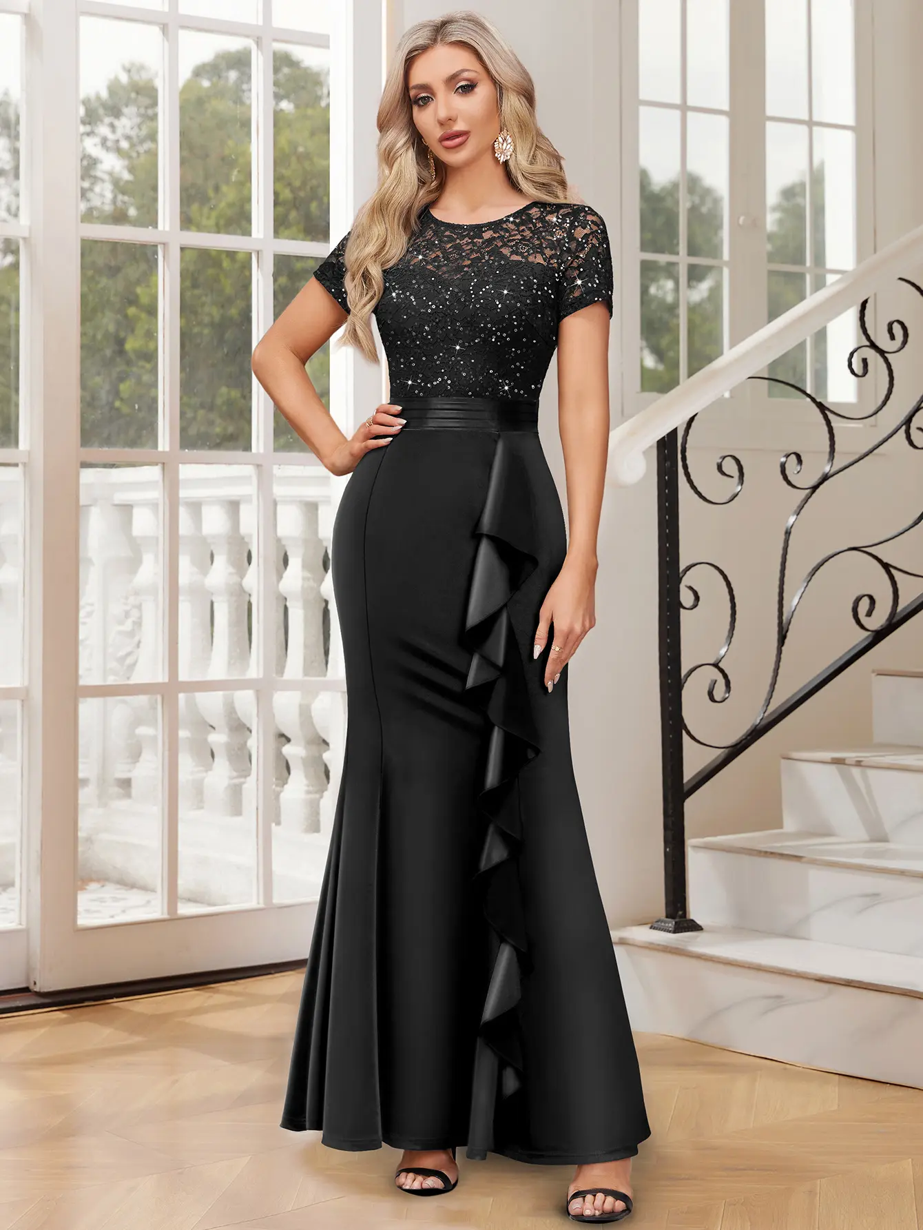 Nox Anabel Strapless Sequin Lace Prom Dress D1263 light blue - TikTok Shop