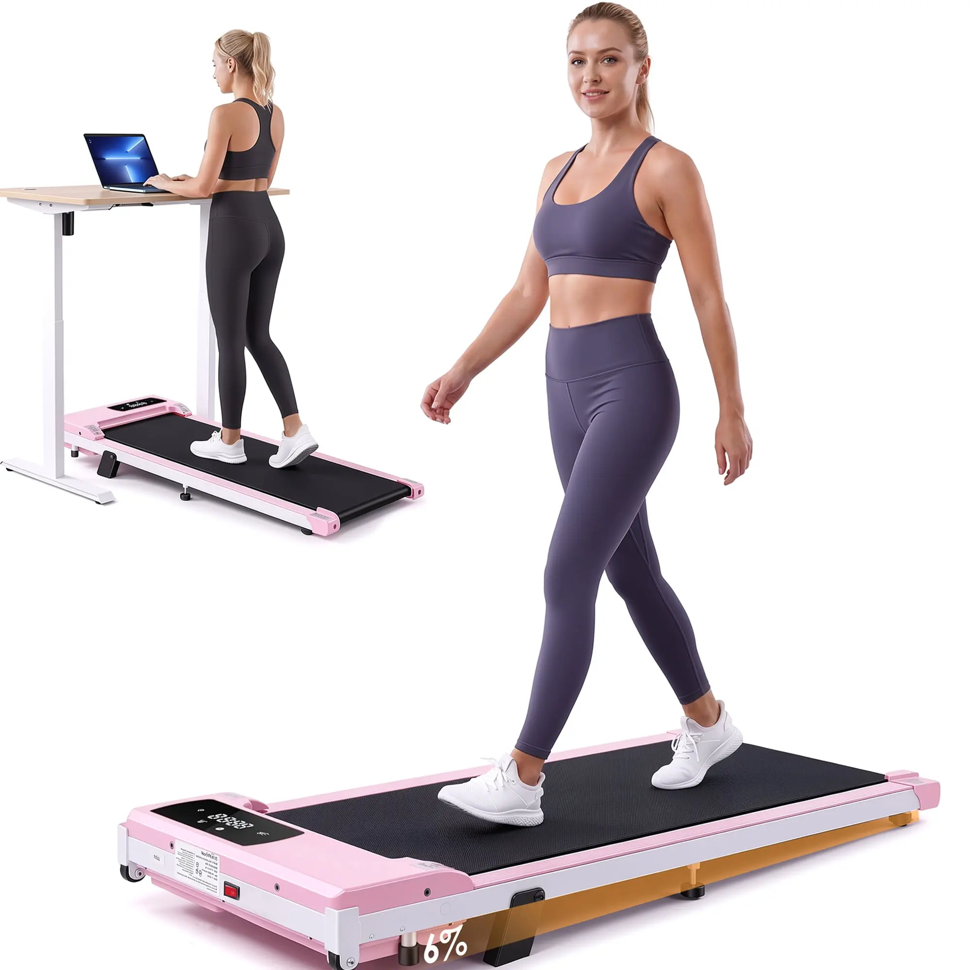 Walking Pad Treadmill for Home, 3.0HP Under Desk Treadmill with 6% Incline, Mini Portable Walking Running Machine Slim Compact Motorized Electric Treadmill with 300 lbs Capacity tiktokshopbacktoschool