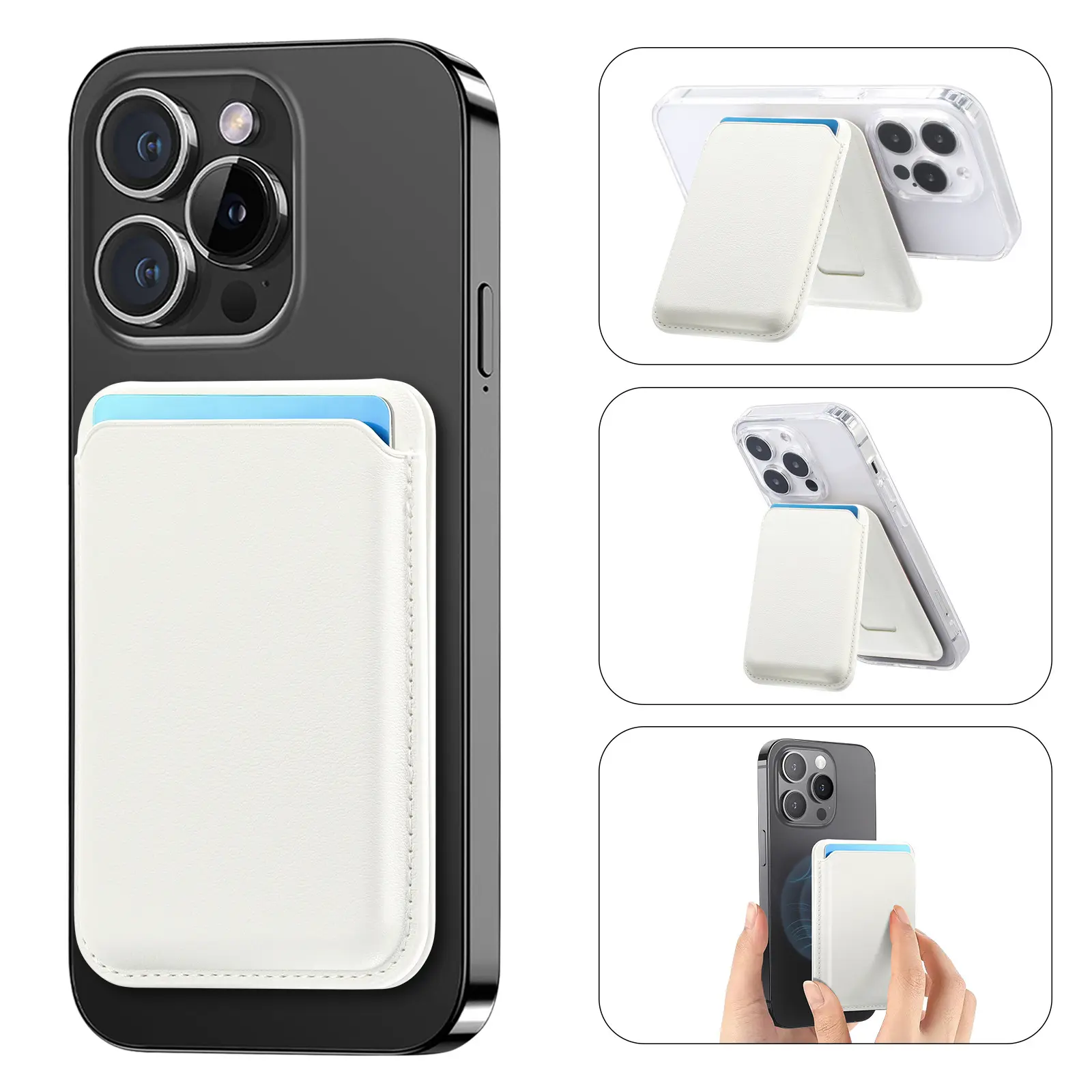 Magnetic Card Holder Wallet for Travel, Work, Magnetic Phone Pouch Stand, Foldable, Slim & Minimalist Magnetic Wallet with Strong Hold & Scratch-Resistant Design