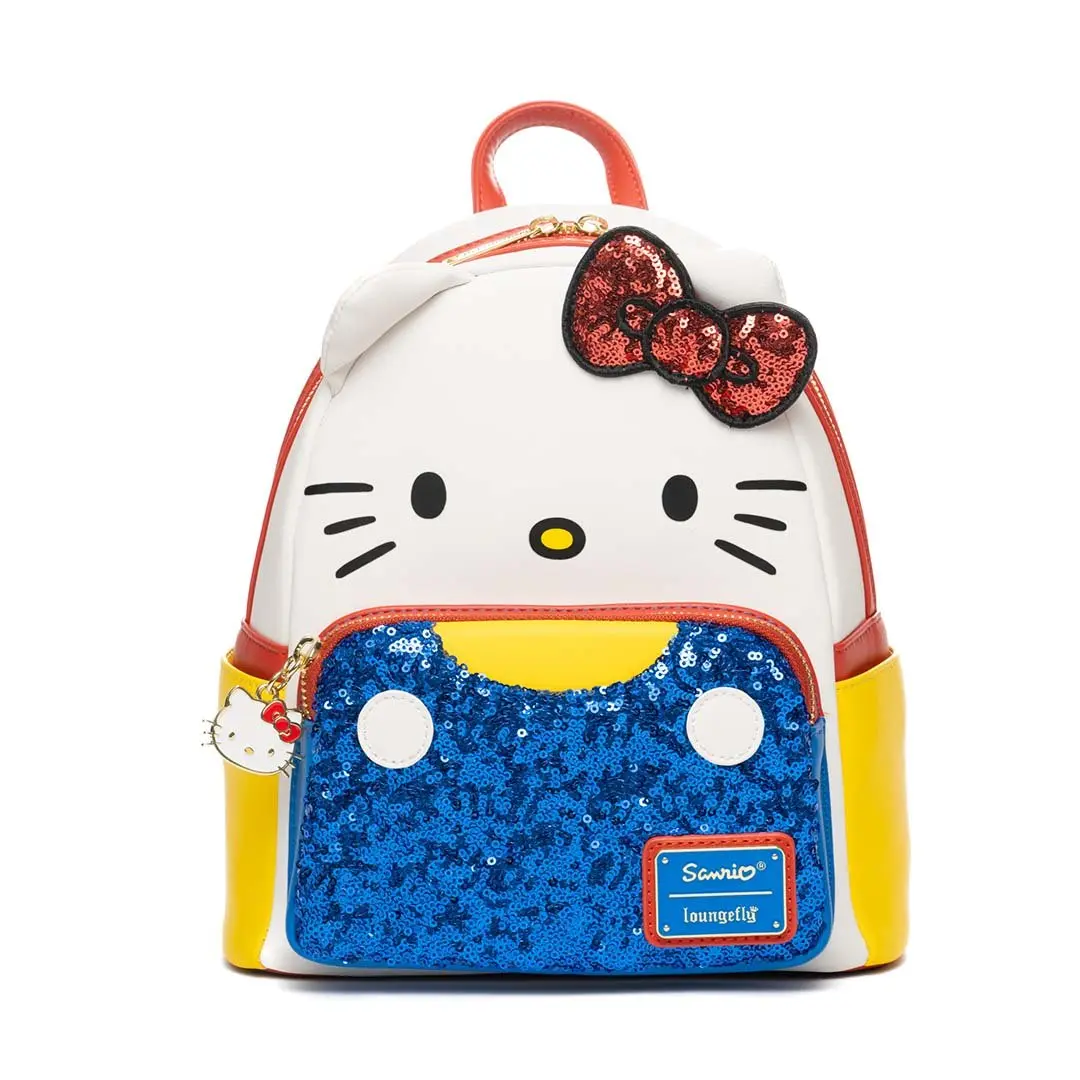 Loungefly Sanrio Hello Kitty Faux Leather Cosplay Mini Backpack - 707 Street Exclusive Drop, Sparkle, Glitter Graphic Backpacks, Iconic Bow Look, Adjustable Strap, 9" W x 10.5" H x 4.5" D, Functional Adult Collectible Casual Bag