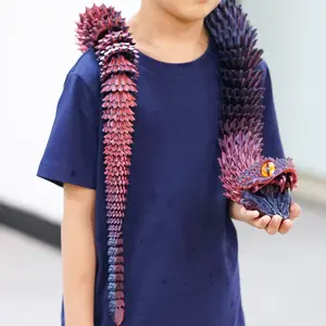 47.5inch 3D printed snake model toys, flexible joint animal doll statues, home and office desk decorations, holiday surprise gifts