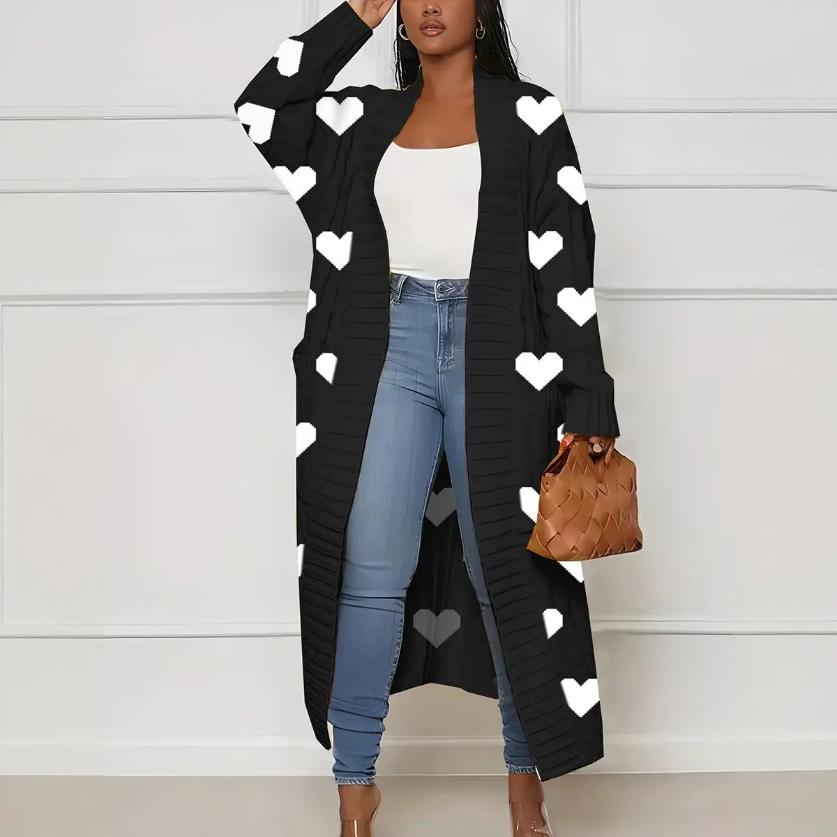 Cute heart long cardigan