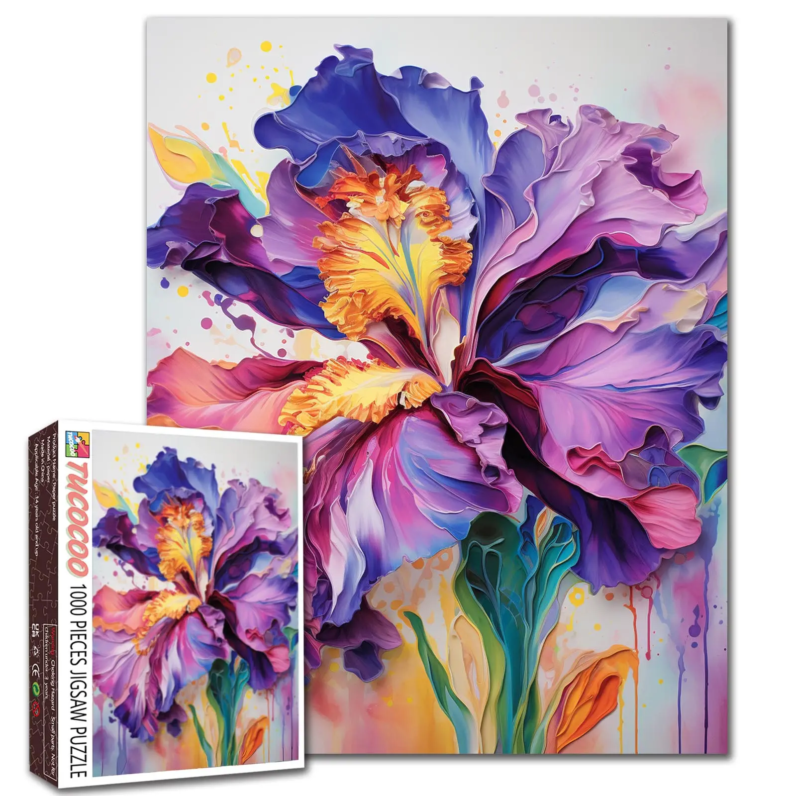 Tucocoo Elegant Iris Floral Jigsaw Puzzle, 1000 Pieces Adult Cozy Hobby, Stress Relief Brain Challenge, 27.5x20in (70x50cm) Family Game Relaxing Wall Art Thoughtful Gift for Birthdays, Floral Jigsaw Puzzles
