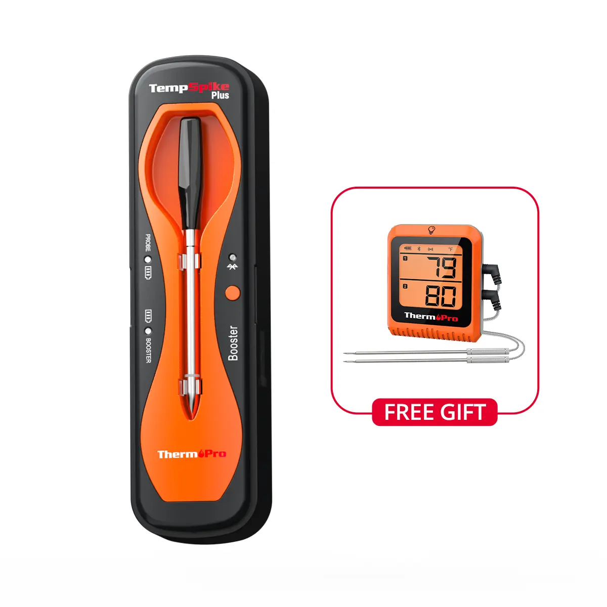 ThermoPro TempSpike Plus TP970 Wireless Meat Thermometer with Upgraded Probe, Bluetooth Cooking Thermometer for Kitchen, Outdoor Grill, Smoker, BBQ, Oven , Kitchenware, summerwins(TP970-g)