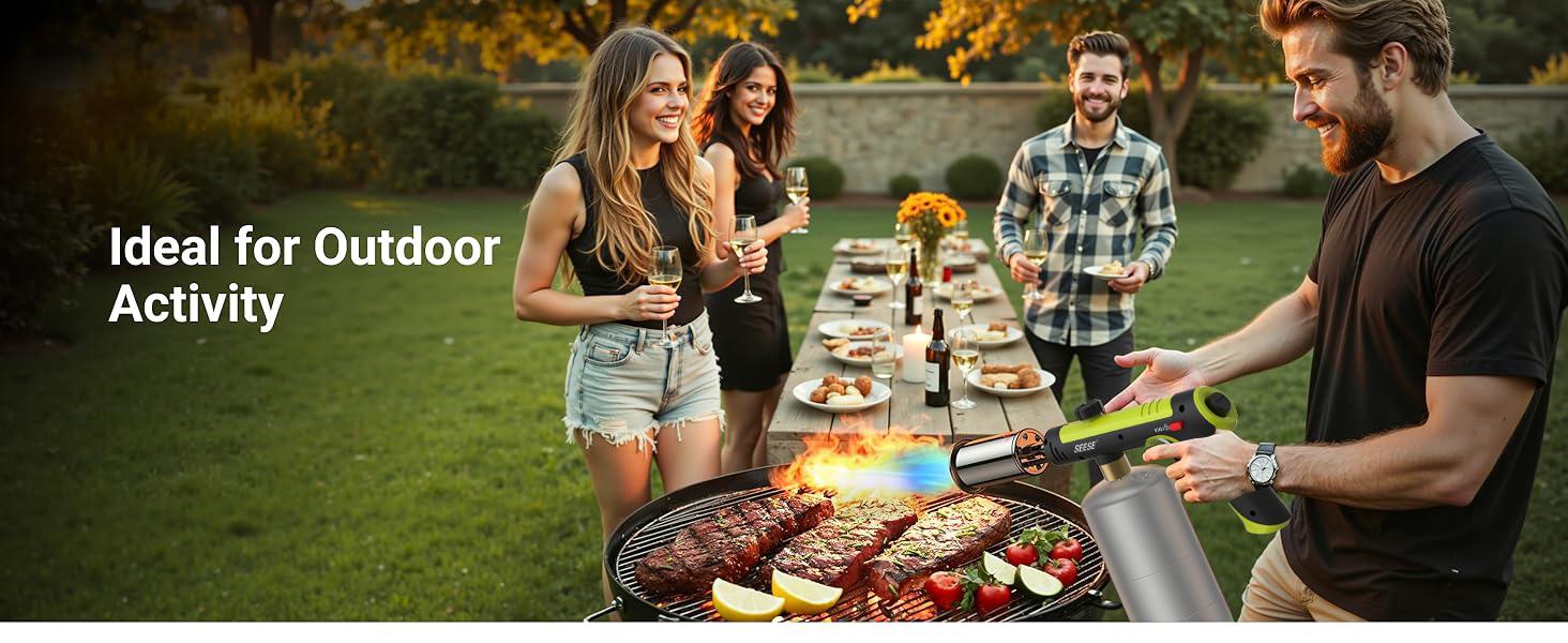 【FathersDayGift】SEESE Powerful Propane Torch (Propane Tank Not Included),Culinary Propane Torch Lighter, Adjustable Blow Torch for Sous Vide Searing Steak, BBQ