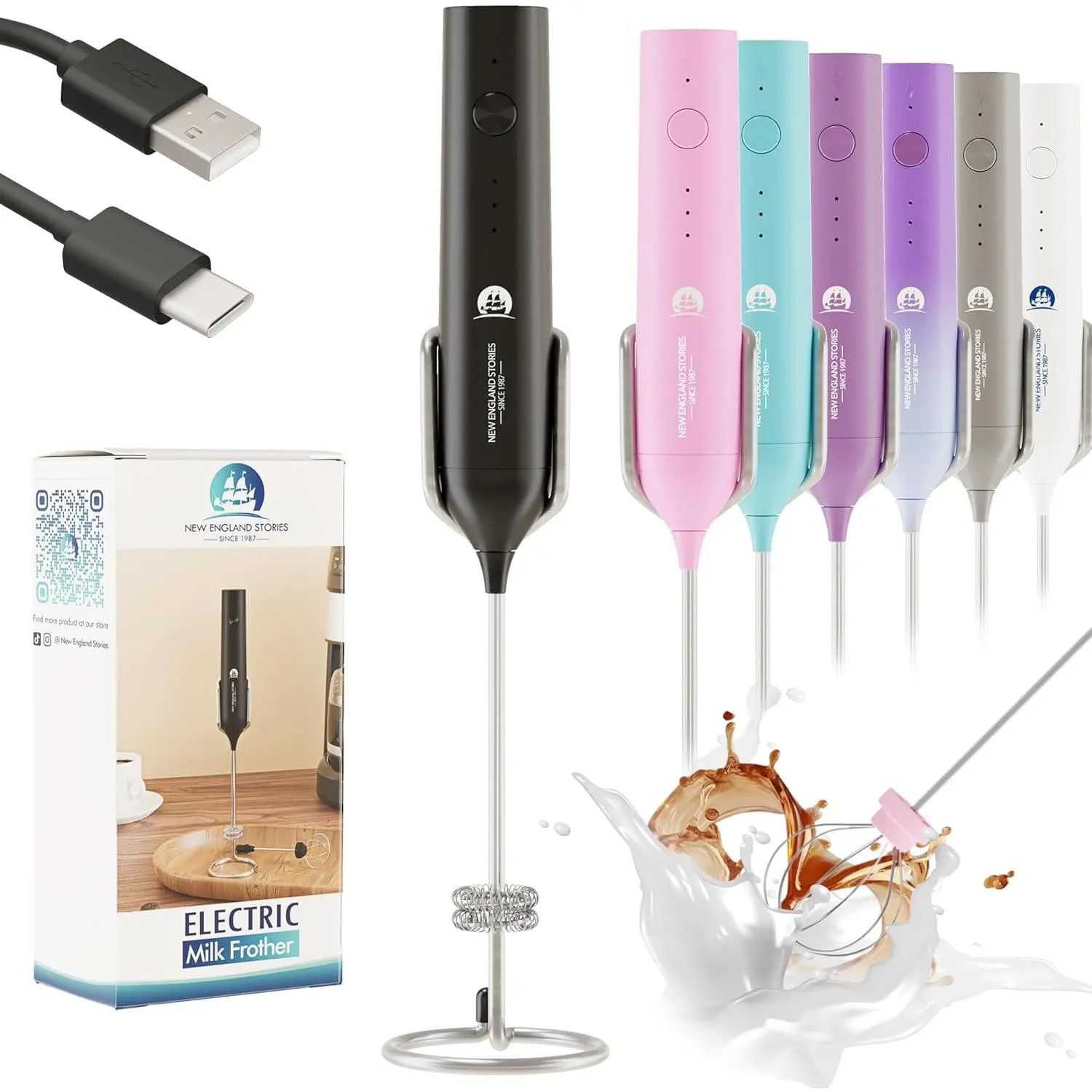 Rechargeable Handheld Milk Frother - 3 Speed, 2-Layer Stainless Steel Whisk, 2-Layer Foam Head, User-Friendly Design, Matcha Foam Boost, Travel-Friendly, Lattes Ready, Keto Drinks, Traveling, Lattes Easy