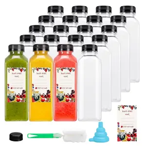 20Pcs 16oz Juice Bottles, Plastic Juicing Bottles with Caps, Clear Drink Containers with Lids for Drinking, Smoothie and Other Beverages - Home Improvement.