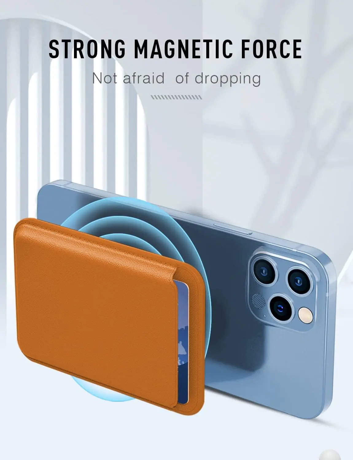 Minimalist magnetic phone wallet, suitable for both men and women.MagSafe Wallet, Magnetic Ultra-Thin Phone Wallet, 3 Card Slots, Compatible with iPhone 17/16/15/14/13/12 Pro Max Plus Air Series, RFID-Blocking Synthetic Leather, Orange