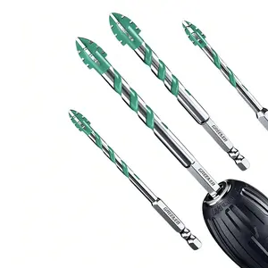 Grener Forest Four-Blade Serrated Eccentric Drill Bit Super Hard Special Electric Drill High Hardness Dry Drill, suitable for all tiles, ceramics, glass, marble, concrete, and stainless steel.
