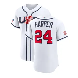 Men's USA  Baseball Jersey - HARPER 24 , World Baseball 2026, Summer outfits, Jersey Outfit, Classic Home Stadium Jersey, Men's Sportswear ,Retro Summer Baseball Team Jersey Lover Outfit For Baseball Fans, Made In USA.