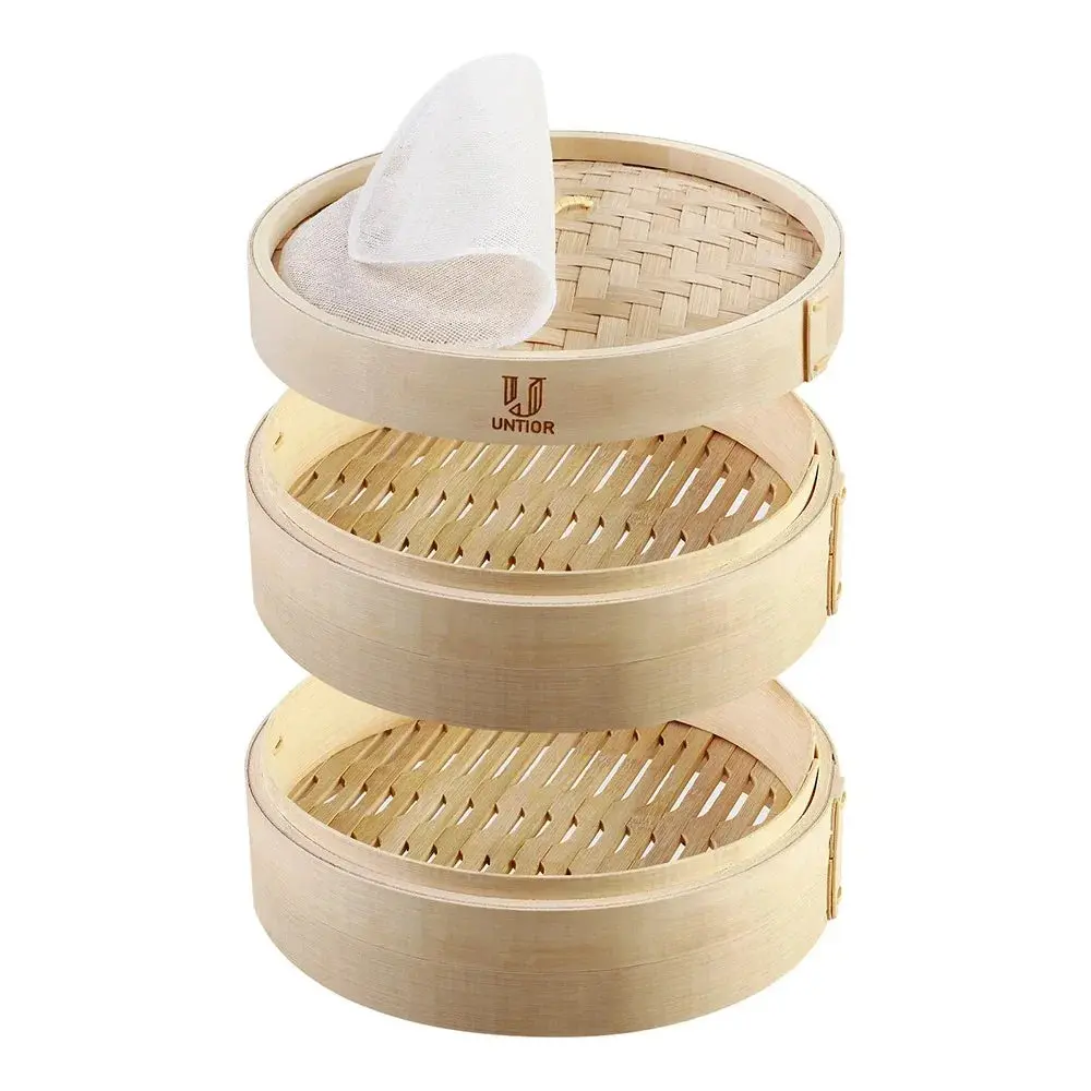 Bamboo Steamer Basket with Lid Dumpling & Vegetable Steamer