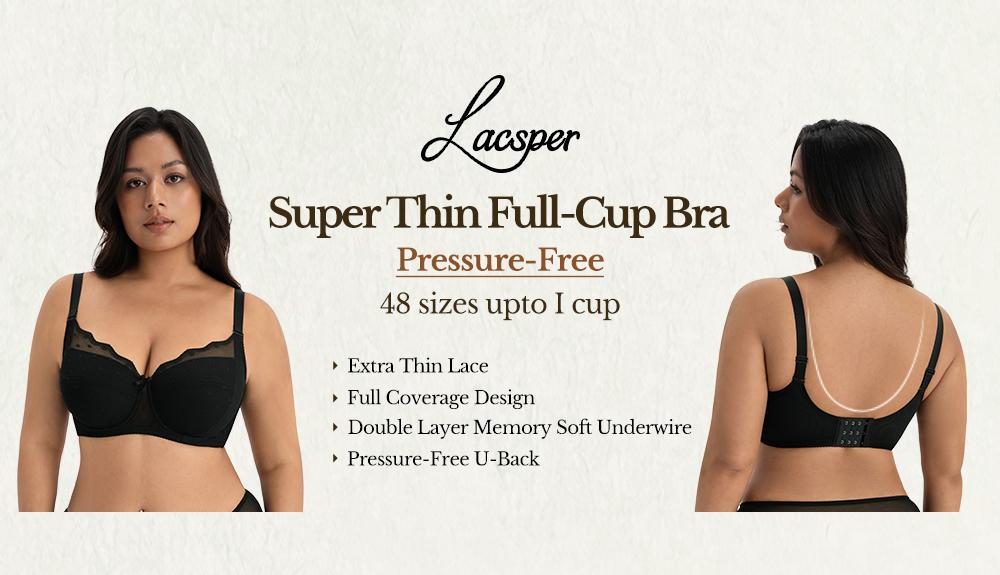 Lacsper Pebble minimizer Bra Polka Dot Lace Unlined Comfort Non Padded Full Coverage Plus Size Underwire Supportive Bra Womenswear