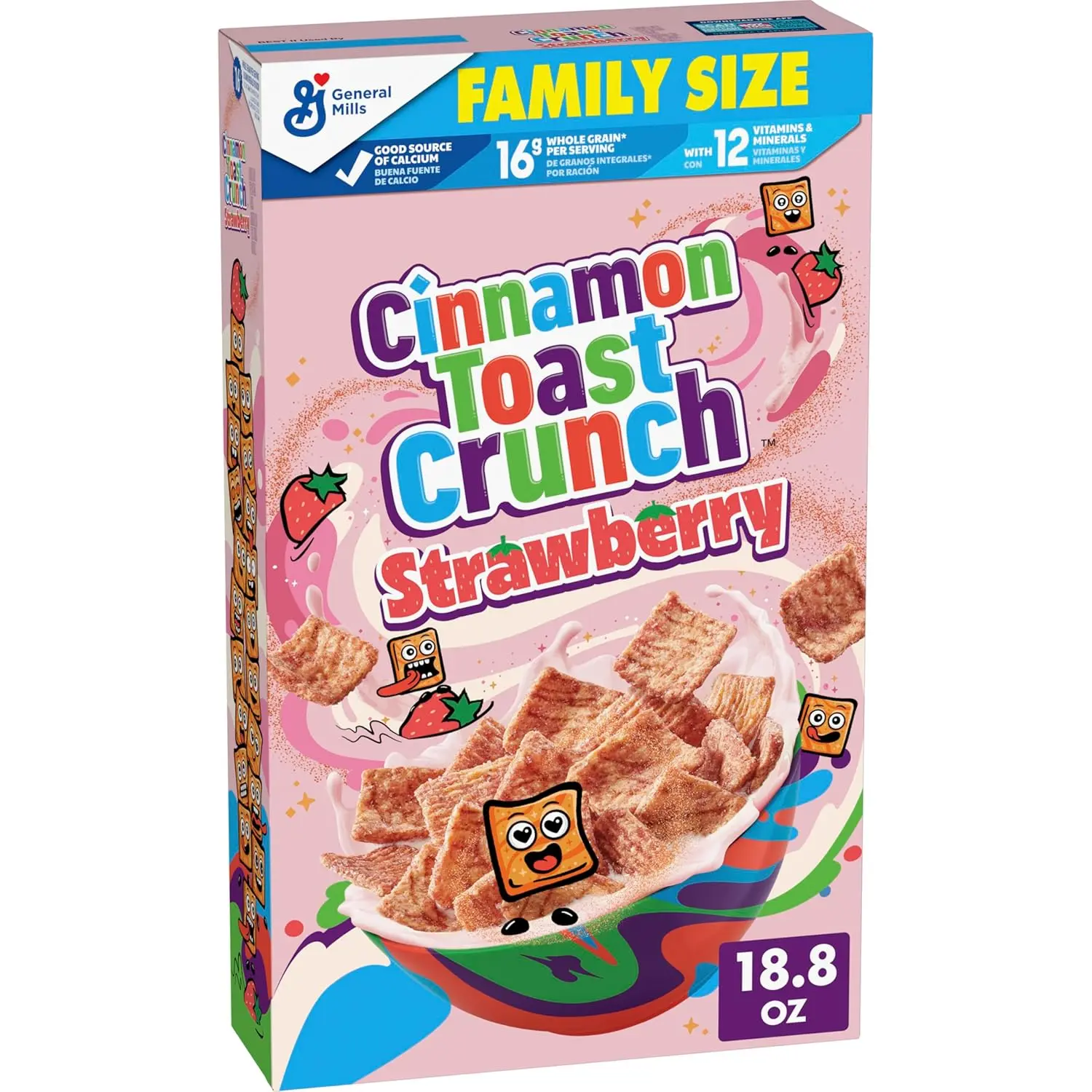 Breakfast Cereal, Crispy Strawberry Cereal, Family Size, 18.8 oz Breakfast Cereal, Crispy Strawberry Cereal, Family Size, 18.8 oz
