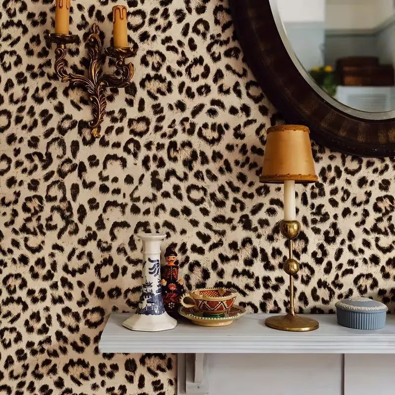Trendy Leopard Print Peel and Stick Decorative Wallpaper Designs, Removable Self-Adhesive Vinyl, Easy Clean, for Accent Walls, Renter Friendly Decor