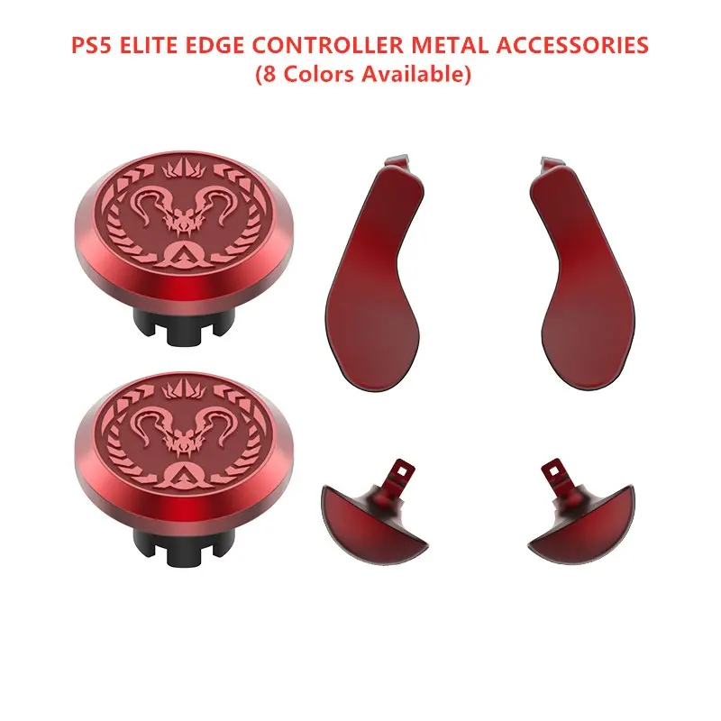 Ps5 Edge Elite Wireless Game Controller Metal Pattern Joystick Mushroom Head Thumb Grip Thumbsticks + Hardware Sliders, Thumbstick Grips, Premium Gaming Console Accessories