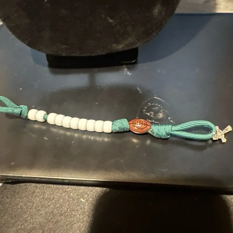 Paracord single decade pocket rosary blessed eagles green and white