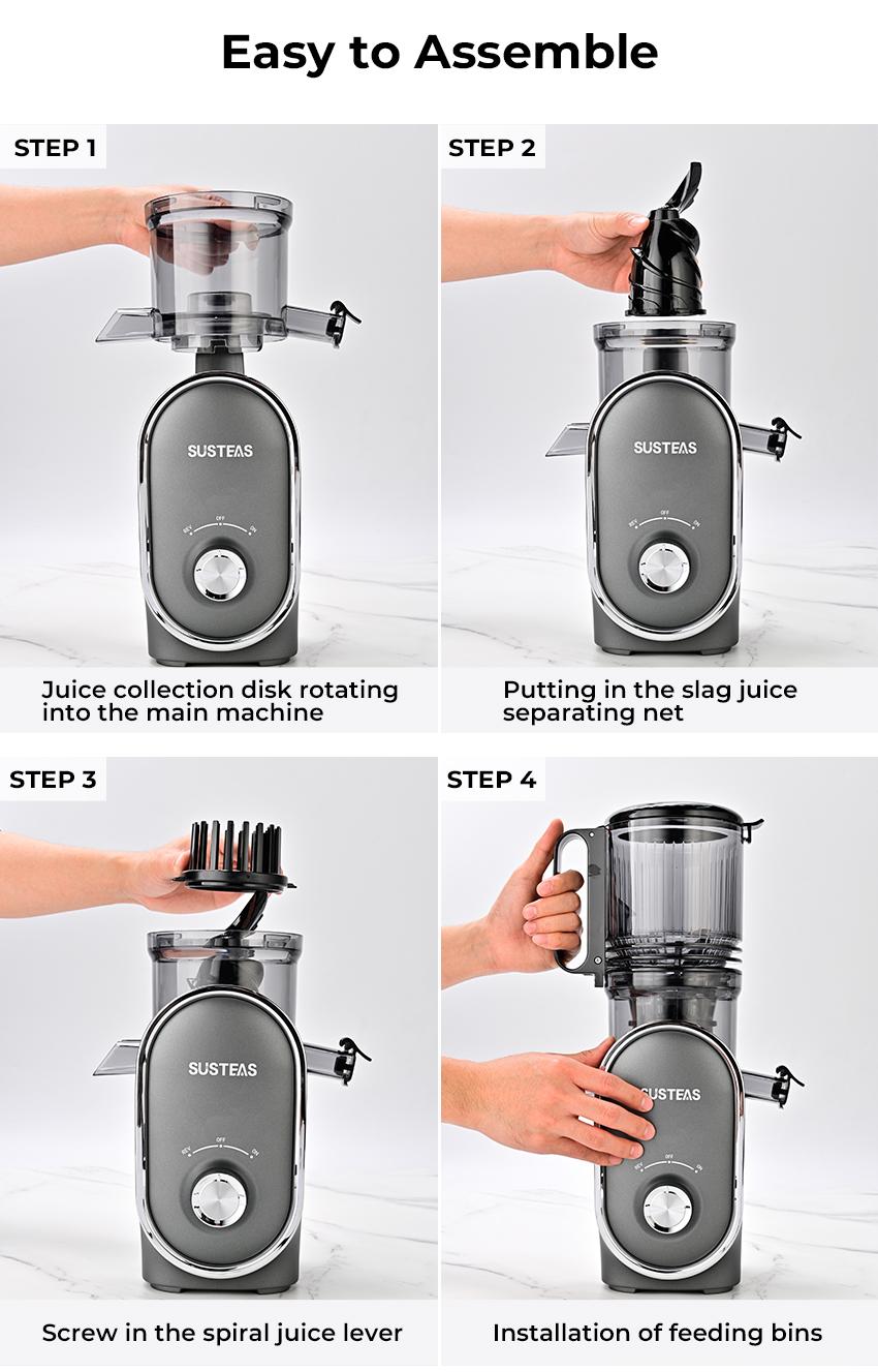 SUSTEAS Cold Press Juicer, Large Inlet, Large Capacity, Slow Masticator, High Yield Juice Extractor - Easy to Clean
