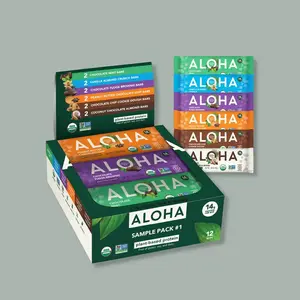 ALOHA Sample Pack Protein Bars Variety Pack - 12 Bars, 6 Flavors - Certified USDA Organic - 100% Plant-Based - 14g Of Protein - Only 3-5g of Real Sugar - Certified Vegan - Healthy Snack - No Sugar Alcohol Sweeteners Non GMO Project Verified Natural
