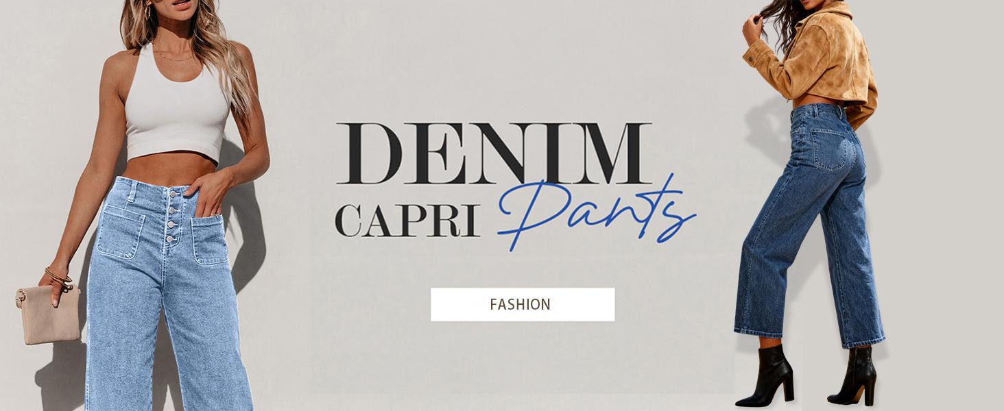 Mundoven Wide Leg Jeans for Women High Waisted Stretchy Straight Leg Cropped Denim Pants Buttoned Baggy with Patch Pockets Mundoven Wide Leg Jeans for Women High Waisted Stretchy Straight Leg Cropped Denim Pants Buttoned Baggy with Patch Pockets