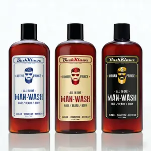 BushKlawz ACTIVE PRINCE MAN 3-in-1 Shampoo Conditioner Hair Beard Body Wash with Aloe Vera & Argan Oil for Men