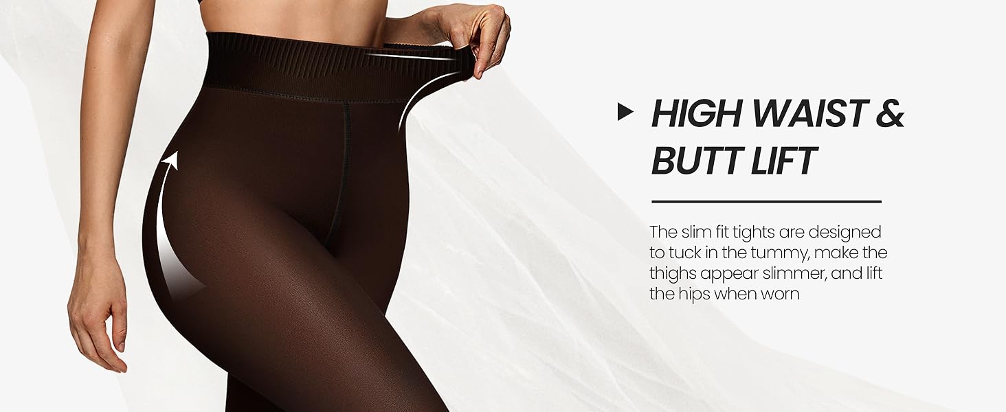 OEAK Women Fleece Lined Leggings Sheer Fake Translucent Pantyhose Thermal High Waisted Footed Opaque Tights OEAK Women Fleece Lined Leggings Sheer Fake Translucent Pantyhose Thermal High Waisted Footed Opaque Tights