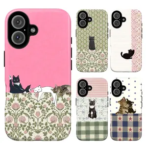 Whimsical Cat Phone Case – Cute Sleeping Cat Illustration with Vintage Floral & Cottagecore Pattern Aesthetic Cover for iPhone 17 16 15 14 13 12 11 Pro Max X XS & Samsung Galaxy S21–S25 Plus Ultra |   Kawaii Retro Cat Lover Gift, Accessories, Cellphone