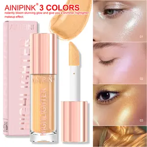 AINIPINK Liquid Highlighter Glowing Dewy Finish Metallic Shades Long Lasting for All Skin Tones Instantly Bloom Stunning Glow