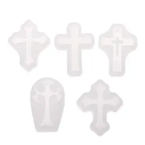 5 Pieces Cross-Shaped Silicone Pendant DIY Mold Resin Casting Silicone Molds