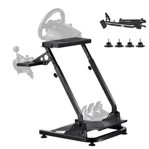 Racing Wheel Stand For Logitech G29 G27 G920 G923 And Thrustmaster T300RS T300GT T248 TS-PC TSXW, Adjustable Foldable Simulator Cockpit, Pedal Mounts, Pedals Not Included With Durable Steel Construction And Anti-Slip Feet