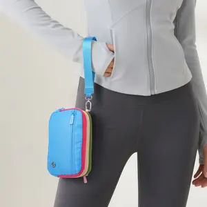 Kadynow CN6051  Three-Layer Contrast Color Multifunctional Chest Bag Polyester Material Waterproof Waist Bag Handbag TikTokShopHolidayHaul Zipper Fanny Pack Versatile Bag
