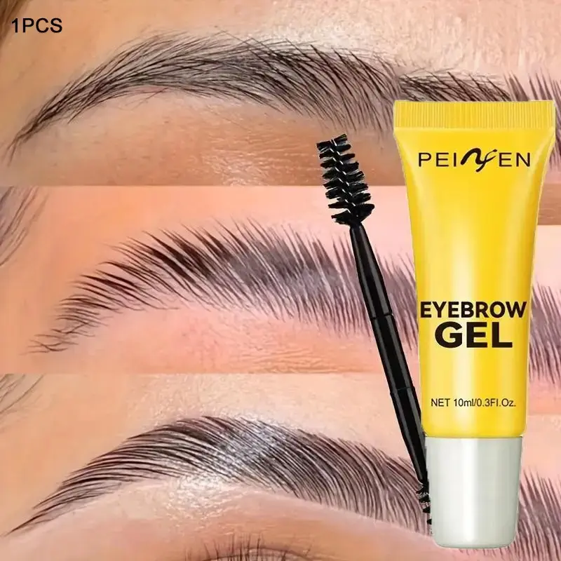 Long-Lasting Hold Eyebrow Balm Gel with Dual-Ended Brush - 10ml/0.3Fl.Oz Single Tube Eyebrow Product for Grooming, Styling Feathered Look, Daily Commute, Touch-Ups