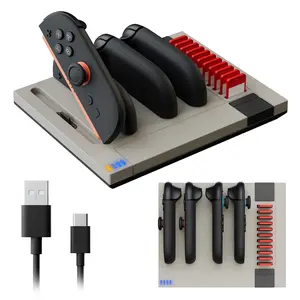 Hosanwell Switch 2 Joycons Retro Charging Dock for 2025 Switch 2 JoyCons,Joycons 2 Controller Charging Docking Station with Charging Cable,with 11 Game Card Storage