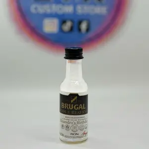 Personalized Mini Brugal Doble Reserva Bottles (1.7oz / 50ml Empty) – Custom Label Design, Birthday Edition + Funnel Included – Box of 30